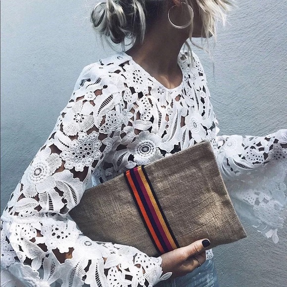 Tops - Last 1🆕Sawyer White Lace Bell Sleeve Eyelet Top